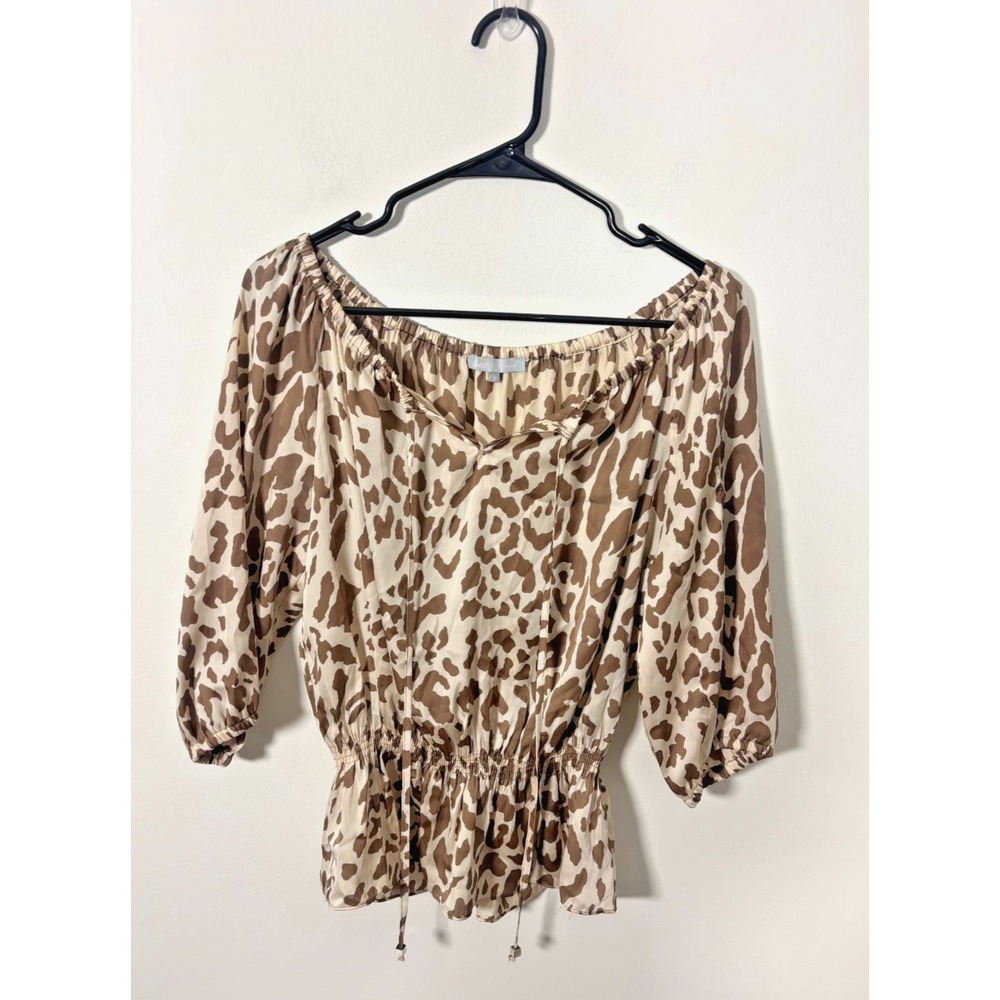 Violet & Claire Sheer Animal Print Blouse Women's Small